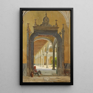 An Italian cloister - John Peter Kornbeck — framed artwork on a wall