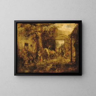 La porte de Wall Street des Stuyvesant vigilants - John Quidor — framed artwork on a wall