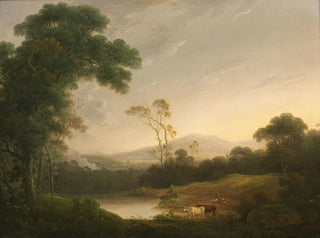 a vast Italian landscape with a herdsman - John Rathbone — artwork view