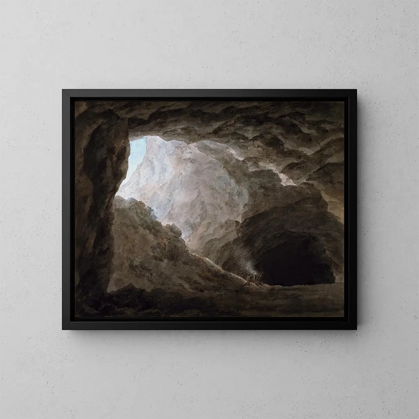 A Cave in the Countryside - John Robert Cozens — framed artwork on a wall