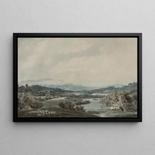 Italian landscape painting - John Robert Cozens — framed artwork on a wall