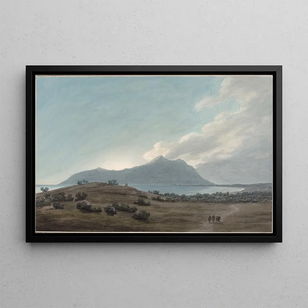 Le mont Circé au coucher du soleil - John Robert Cozens — framed artwork on a wall