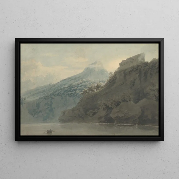 On the Gulf of Salerno near Vietri - John Robert Cozens — framed artwork on a wall