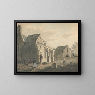 Cemetery of the church and figures - John Roe de Warwick — framed artwork on a wall