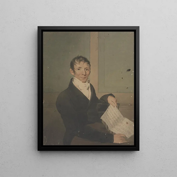 M. Graupner sitting and holding music - John Rubens Smith — framed artwork on a wall