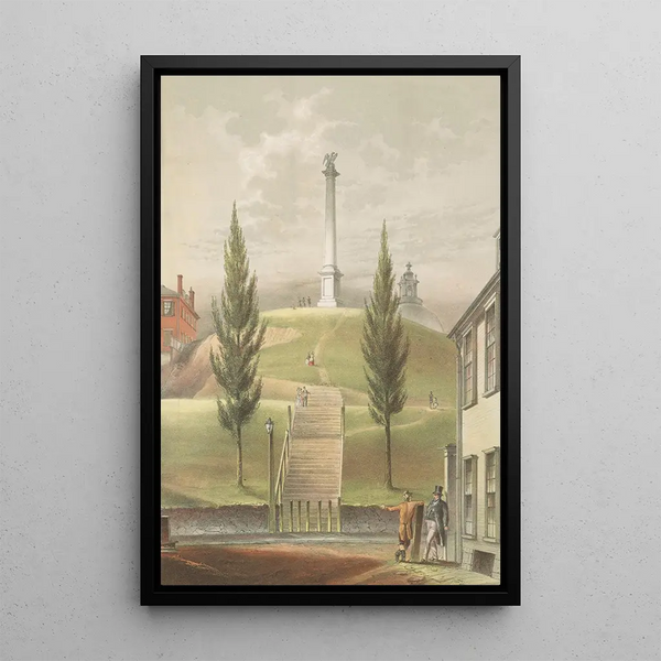 Old Boston Beacon Hill from Derne St - John Rubens Smith — framed artwork on a wall