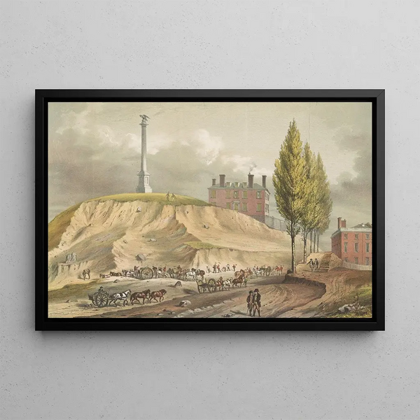 Old Boston Beacon Hill from Mt Vernon St near Hancock St head - John Rubens Smith — framed artwork on a wall
