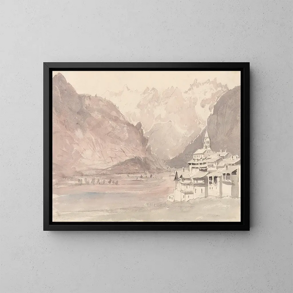 Mountain Landscape Painting of Switzerland - John Ruskin — framed artwork on a wall