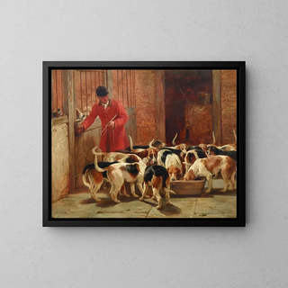 Beagles avant la chasse - John Sargent Noble — framed artwork on a wall