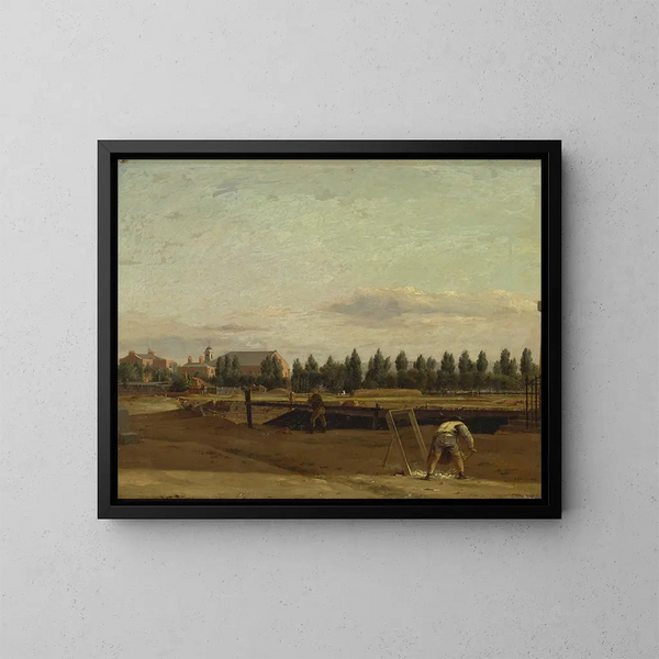 Excavation of the Regent's Canal with view of Marylebone Chapel - John Seguier — framed artwork on a wall