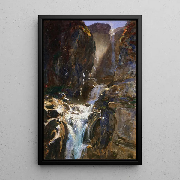 A waterfall - John Singer Sargent — framed artwork on a wall