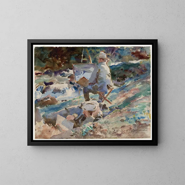 A Artist at His Easel - John Singer Sargent — framed artwork on a wall