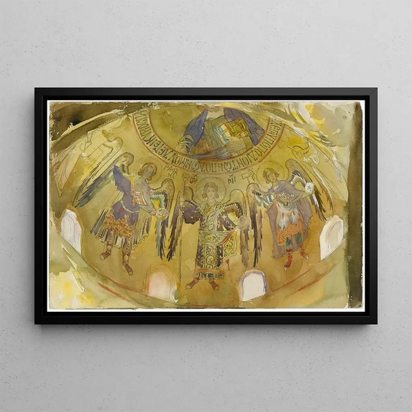Angels, mosaic, Palatine Chapel, Palermo - John Singer Sargent — framed artwork on a wall