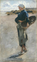 Young Breton girl with a basket Sketch for Oyster Gatherers of Cancale - John Singer Sargent — artwork view