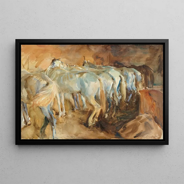 Horses of the Bus in Jerusalem - John Singer Sargent — framed artwork on a wall