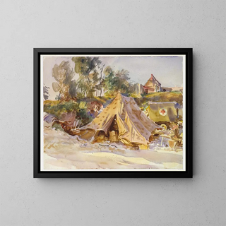 Camp with ambulance - John Singer Sargent — framed artwork on a wall