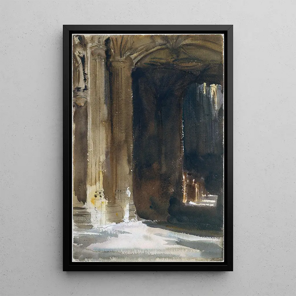 Interior Cathedral Painting - John Singer Sargent — framed artwork on a wall