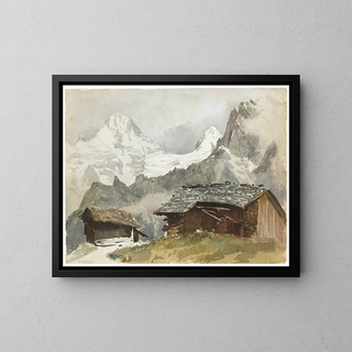 Chalets Breithorn at Mürren - John Singer Sargent — framed artwork on a wall