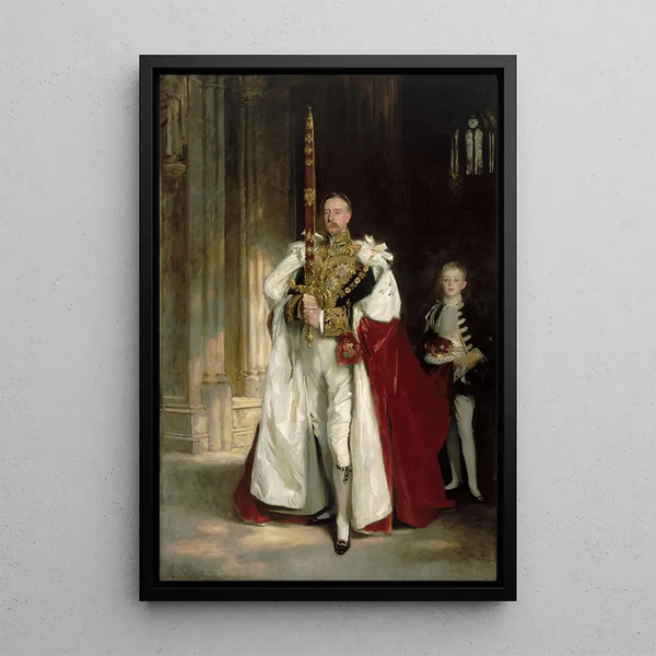 Charles Stewart sixth Marquis of Londonderry carrying the great state sword during the coronation - John Singer Sargent — framed artwork on a wall
