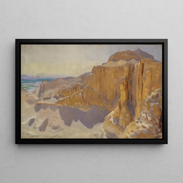 Cliffs at Deir el-Bahari Egypt - John Singer Sargent — framed artwork on a wall
