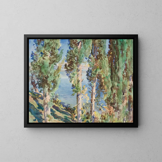 Corfu Cypress Painting - John Singer Sargent — framed artwork on a wall