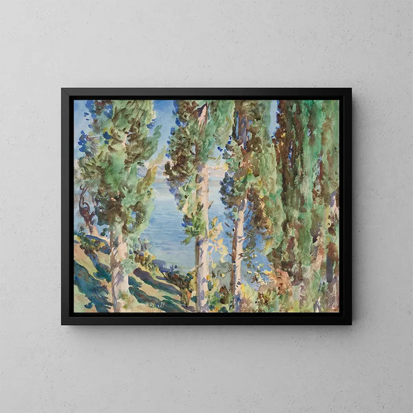 Corfu Cypress Painting - John Singer Sargent — framed artwork on a wall