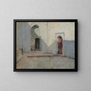 Interior Cour Painting in Tétouan, Morocco - John Singer Sargent — framed artwork on a wall