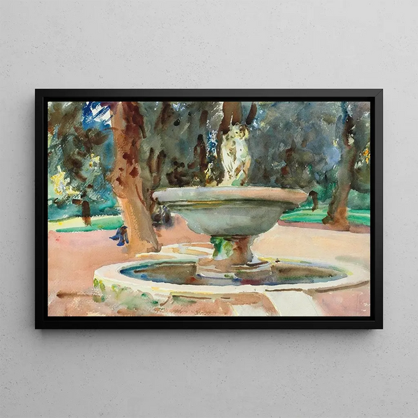 Fontaine des Poupées, Villa Borghèse, Rome - John Singer Sargent — framed artwork on a wall