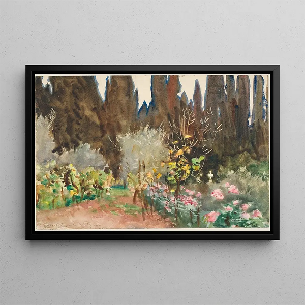 Gardens in Florence - John Singer Sargent — framed artwork on a wall