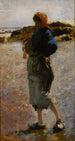 Young girl on the beach Sketch for Oyster Gatherers of Cancale - John Singer Sargent — artwork view