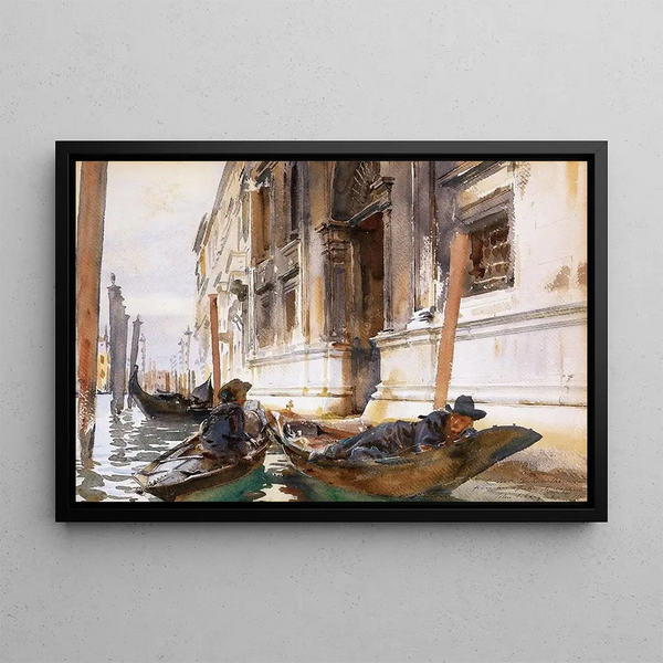 Siesta of the Gondoliers - John Singer Sargent — framed artwork on a wall