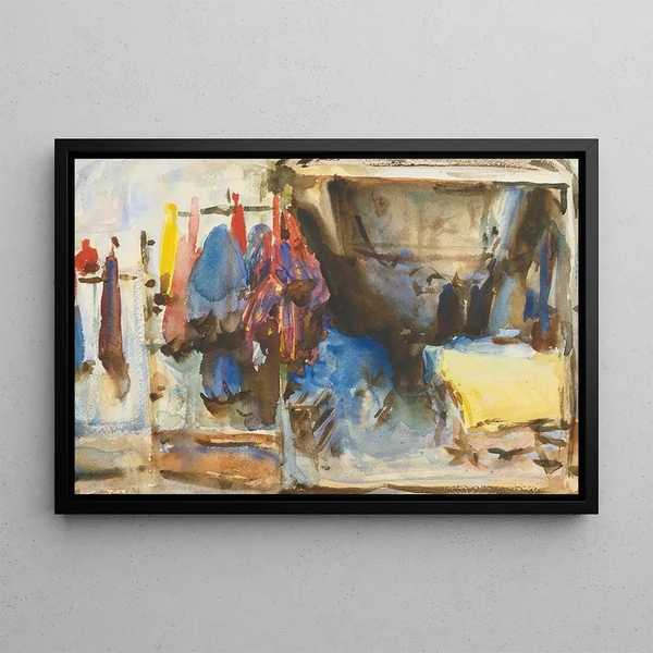 Interior of a shop in Cairo - John Singer Sargent — framed artwork on a wall