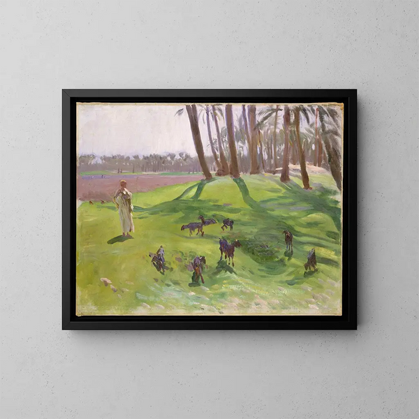 Landscape with a Goat Herder - John Singer Sargent — framed artwork on a wall