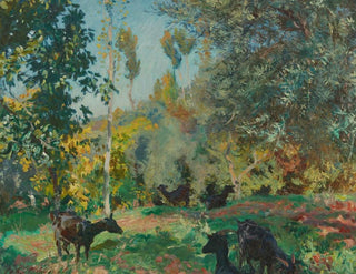 Landscape Painting with Goats - John Singer Sargent — artwork view