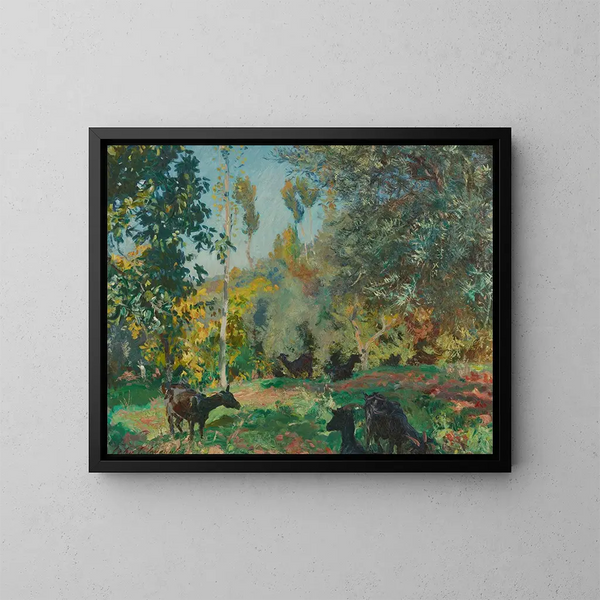 Landscape Painting with Goats - John Singer Sargent — framed artwork on a wall