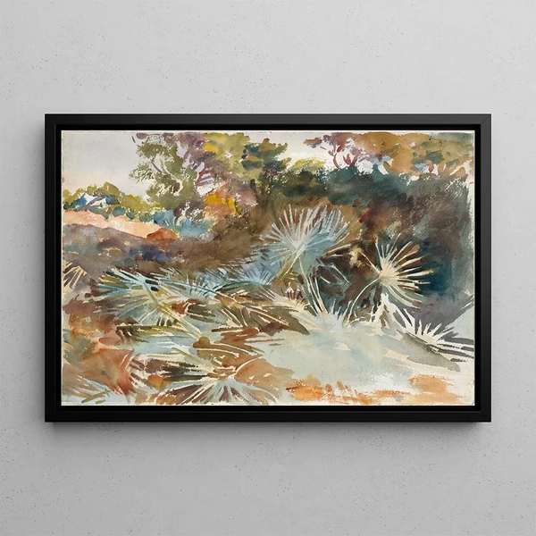Landscape with Palms - John Singer Sargent — framed artwork on a wall