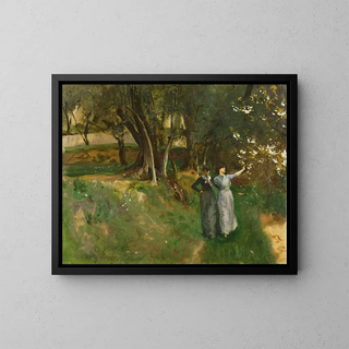 Landscape with Women in the Foreground - John Singer Sargent — framed artwork on a wall