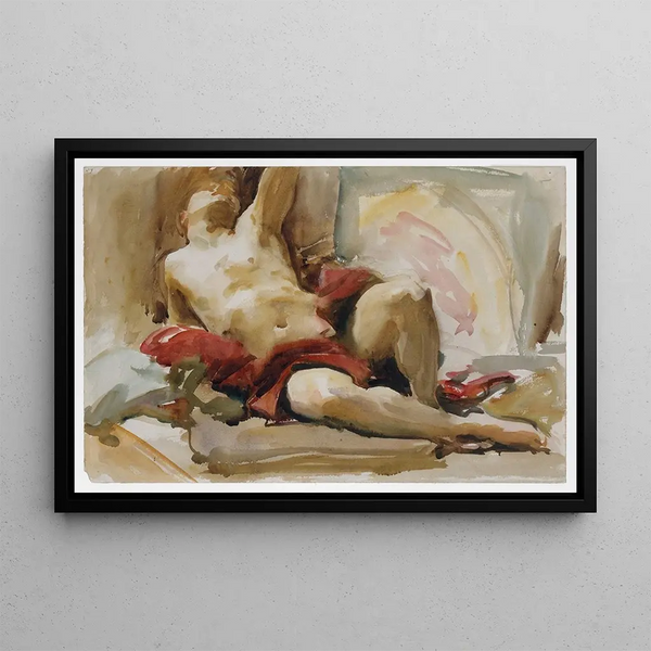 Man with Red Drapery - John Singer Sargent — framed artwork on a wall