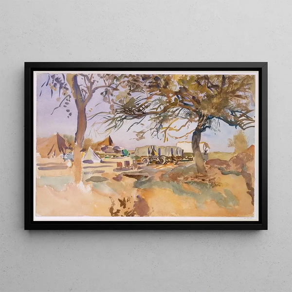 Military Camp Painting - John Singer Sargent — framed artwork on a wall