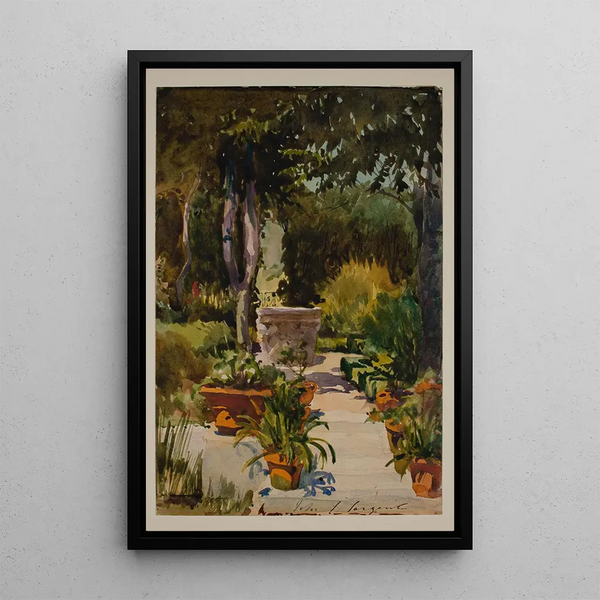 Garden of Mrs. Thayer Massachusetts - John Singer Sargent — framed artwork on a wall
