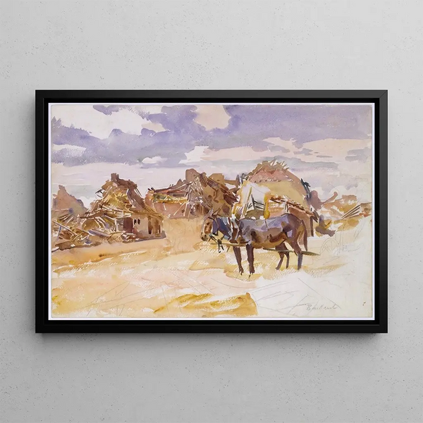 Mules and Ruins - John Singer Sargent — framed artwork on a wall