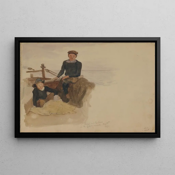 Oscar and Bobino on the fishing boat - John Singer Sargent — framed artwork on a wall