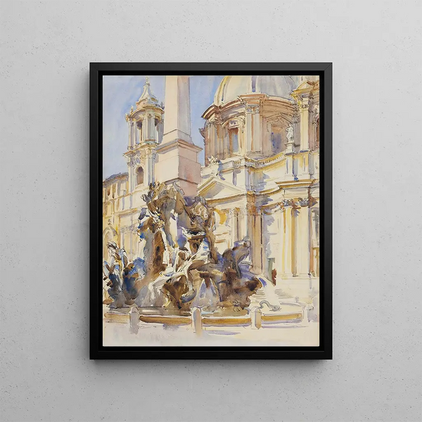 Piazza Navona Rome - John Singer Sargent — framed artwork on a wall