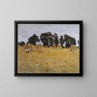 The Reapers Resting in a Wheat Field - John Singer Sargent — framed artwork on a wall