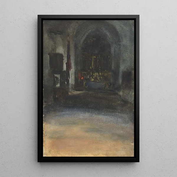 Interior of a Spanish church - John Singer Sargent — framed artwork on a wall