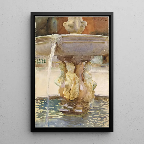 Spanish Fountain Painting - John Singer Sargent — framed artwork on a wall