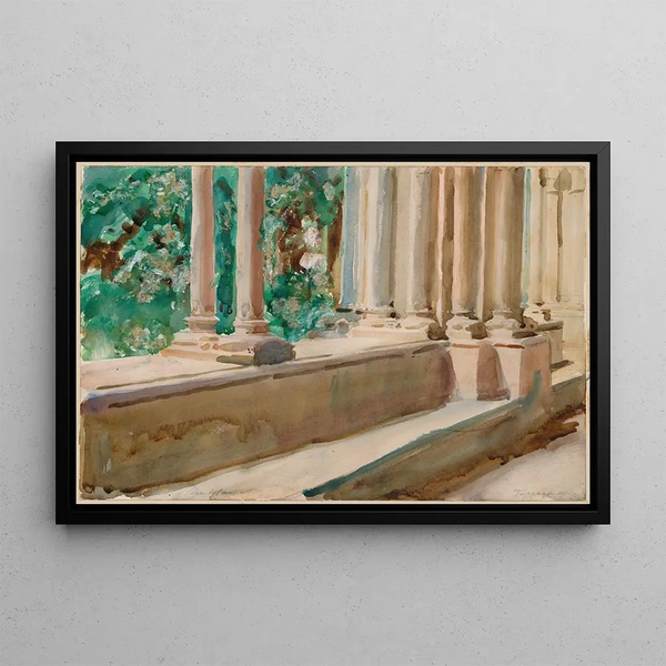 Terrace and Garden of Tarragona - John Singer Sargent — framed artwork on a wall