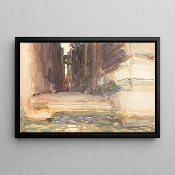 La Calle della Rosa with the Monte di Pietà, Venice - John Singer Sargent — framed artwork on a wall