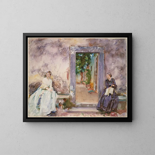 The Garden Wall - John Singer Sargent — framed artwork on a wall