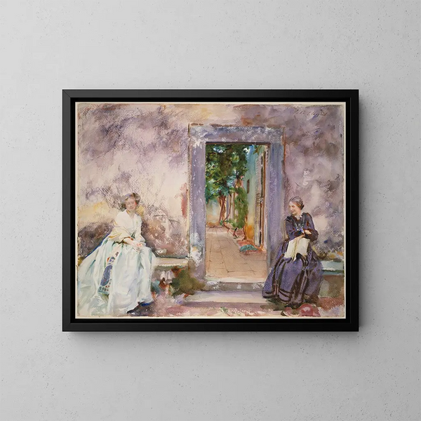 The Garden Wall - John Singer Sargent — framed artwork on a wall